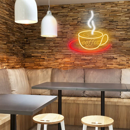 coffee custom neon sign for restaurant coffee decor rendering