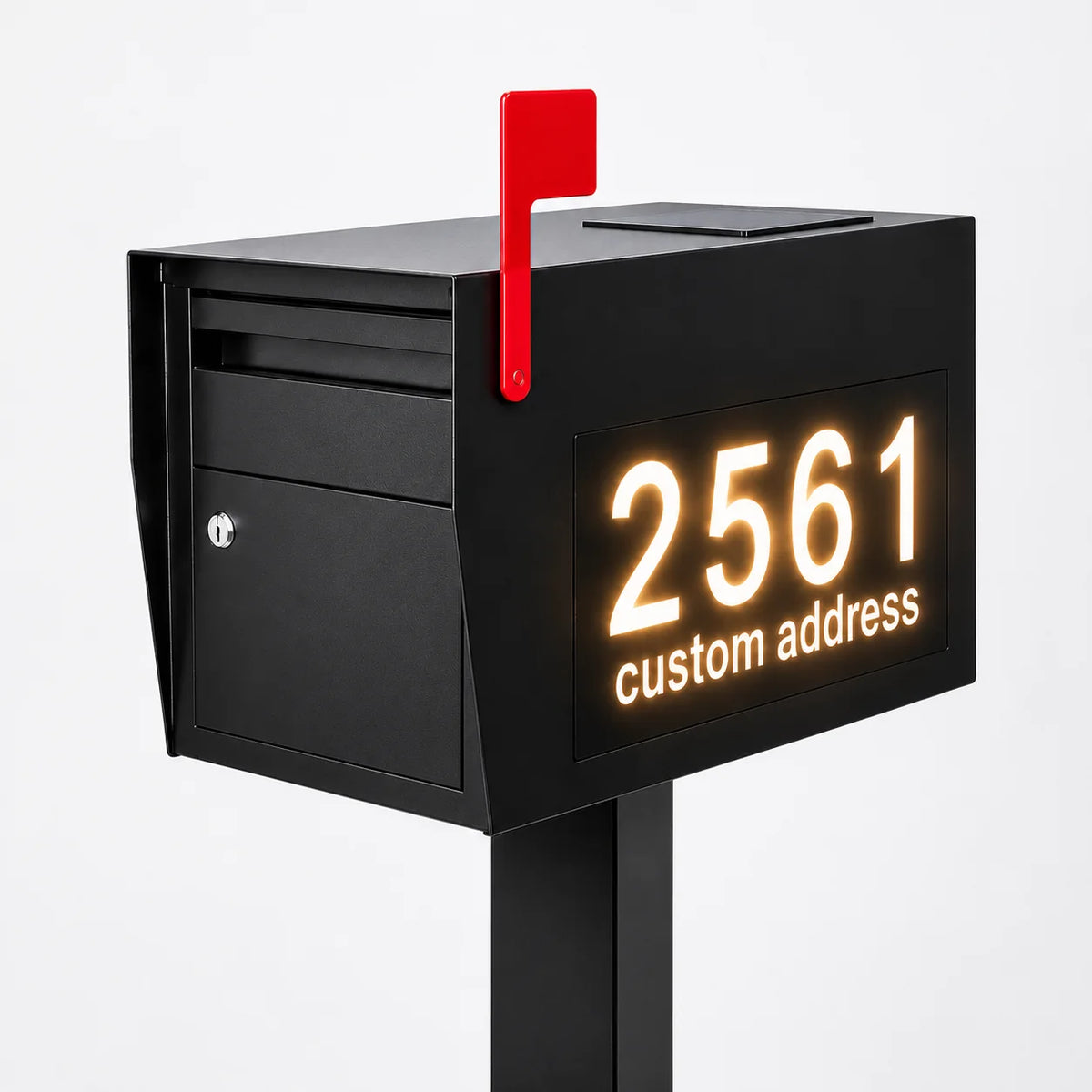 Custom Solar Address Post Mount mailbox