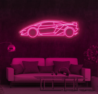 Cool Sports Car Neon Sign – Futuristic LED Light for Car Enthusiasts & Man Cave Decor pink