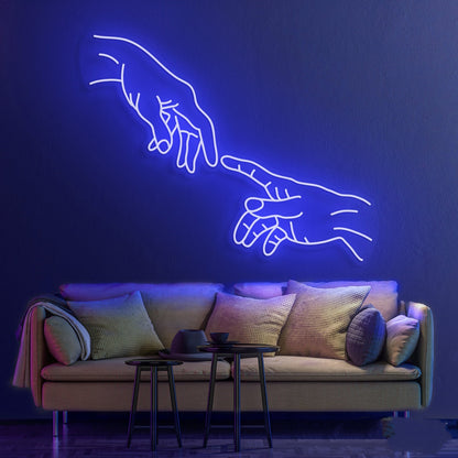 fingertip touch custom neon sign blue