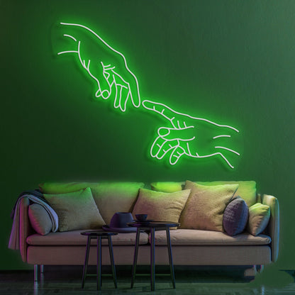 fingertip touch custom neon sign green