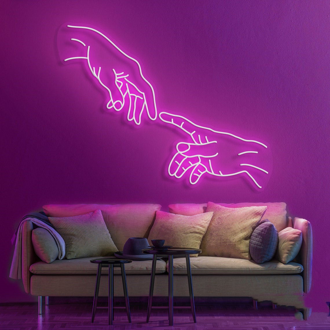 fingertip touch custom neon sign pink