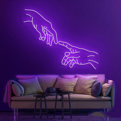 fingertip touch custom neon sign purple