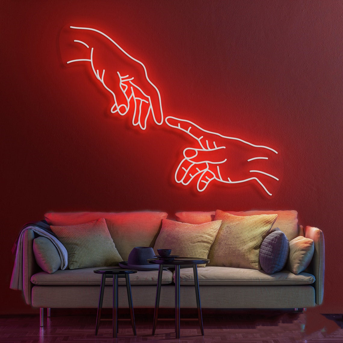 fingertip touch custom neon sign red