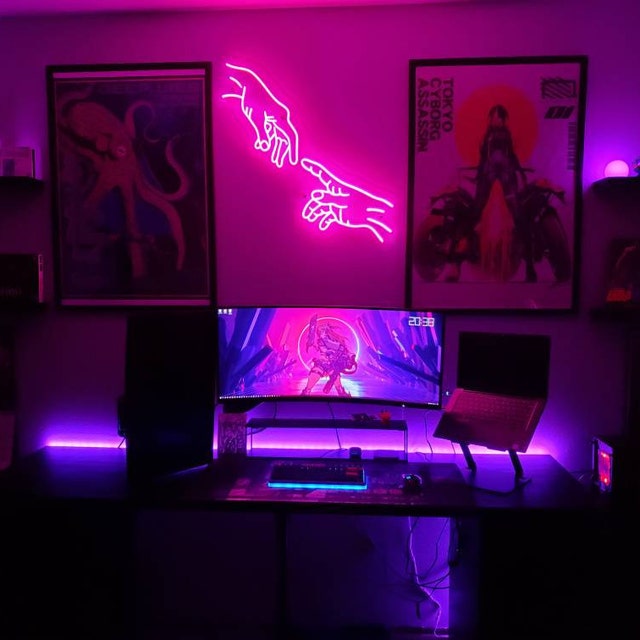 fingertip touch custom neon sign rendering