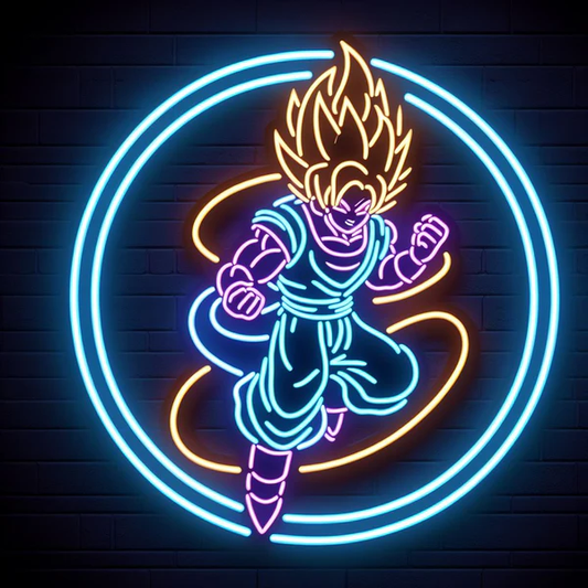 goku led neon sign with blue gold neon light