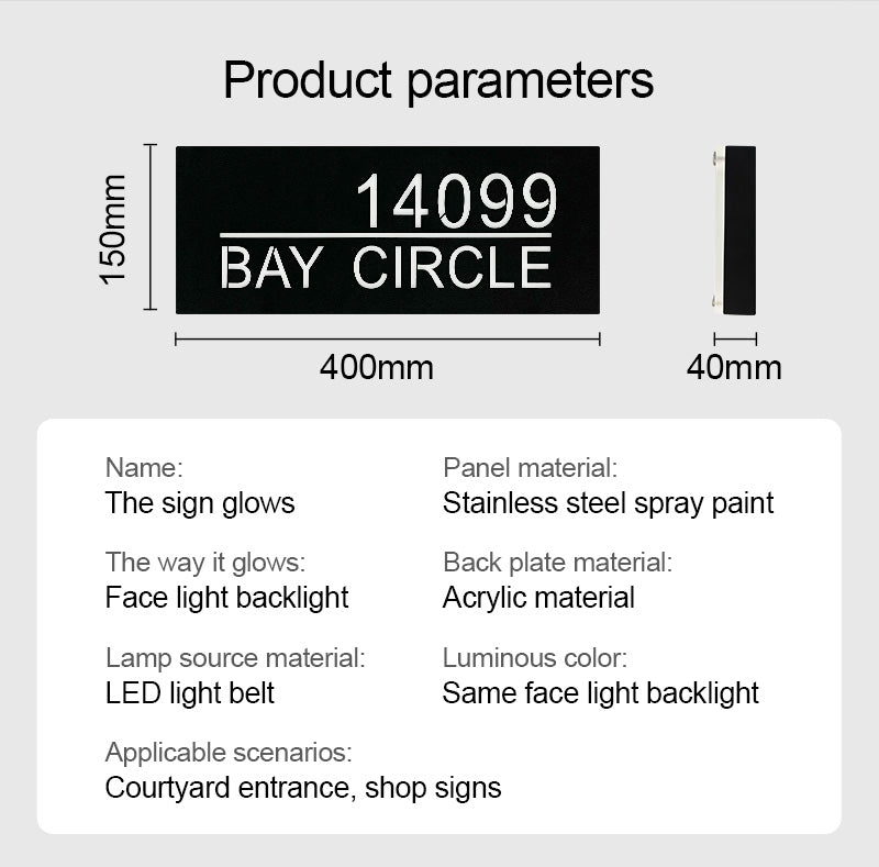 led house number address sign product parameters