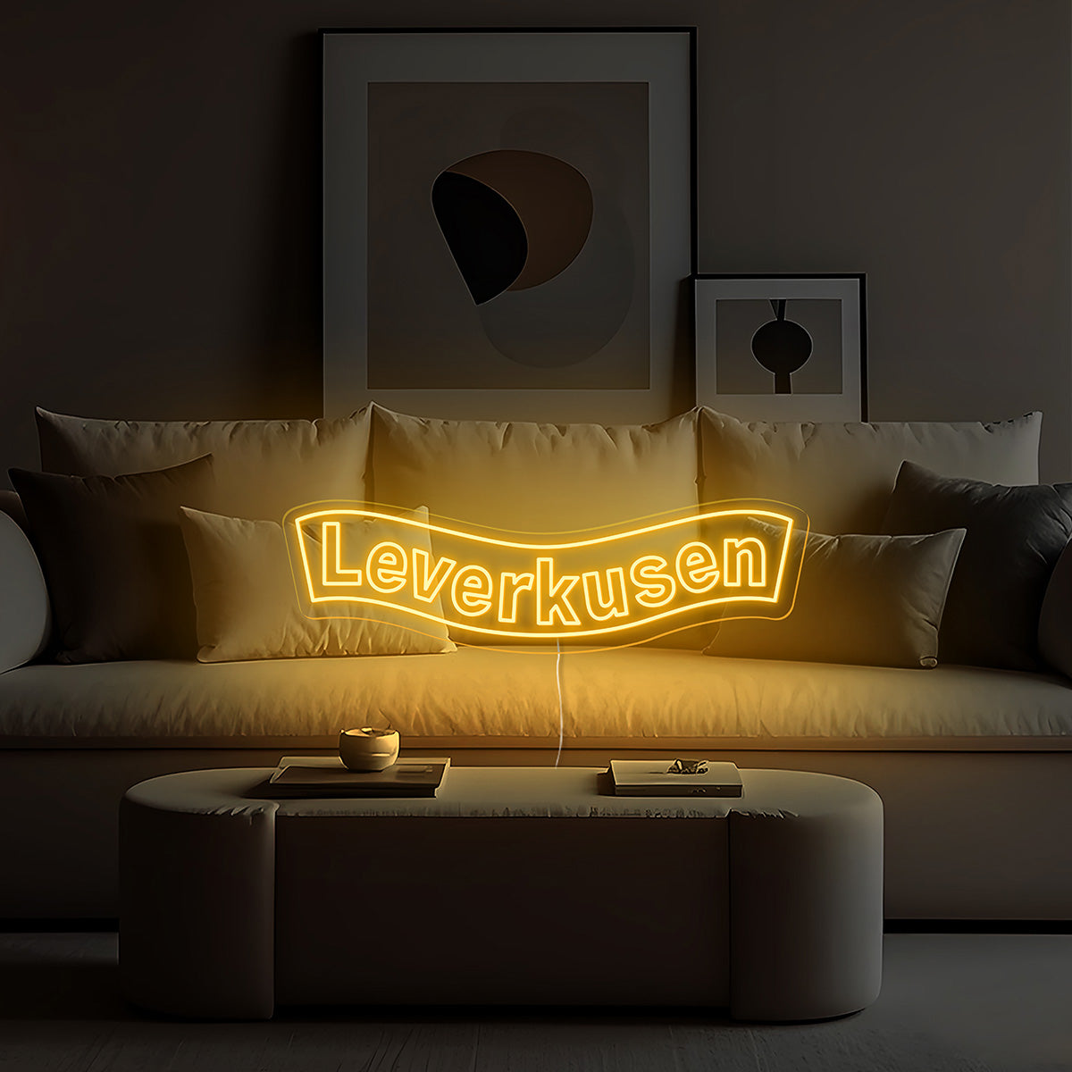 leverkusen neon signs light up in room
