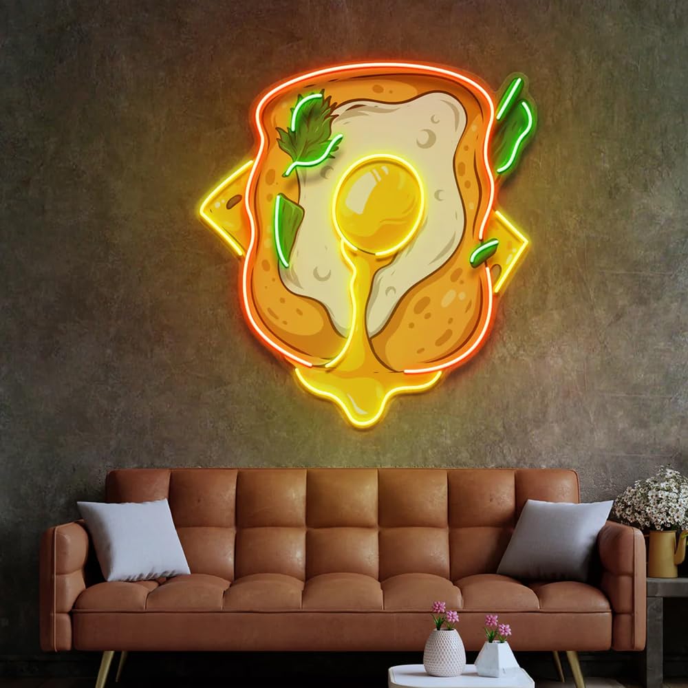 Sandwich neon sign mounted on wall as restaurant décor