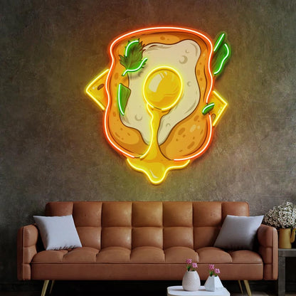 Sandwich neon sign mounted on wall as restaurant décor