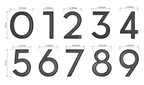 This image shows the detailed dimensions of the Singeee solar house number, including the height and width of each digit