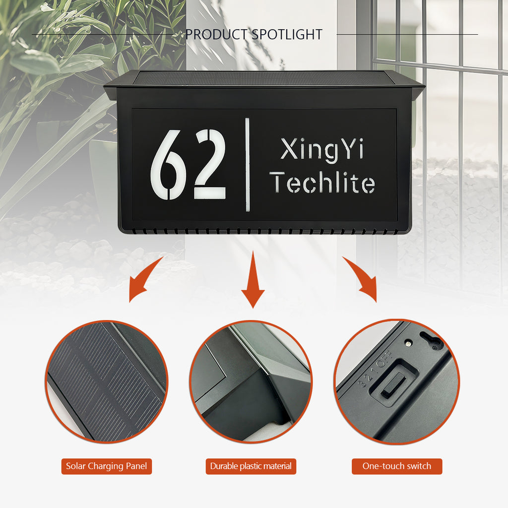 singeee wireless solar powed roof led address sign spotlight