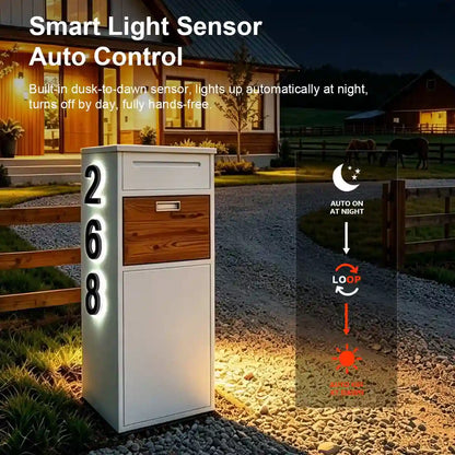 Custom Solar LED House Number Mailbox