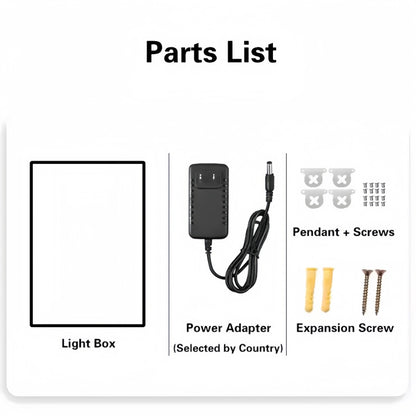 ultra slim Advertising light box (Aluminum frame) parts list